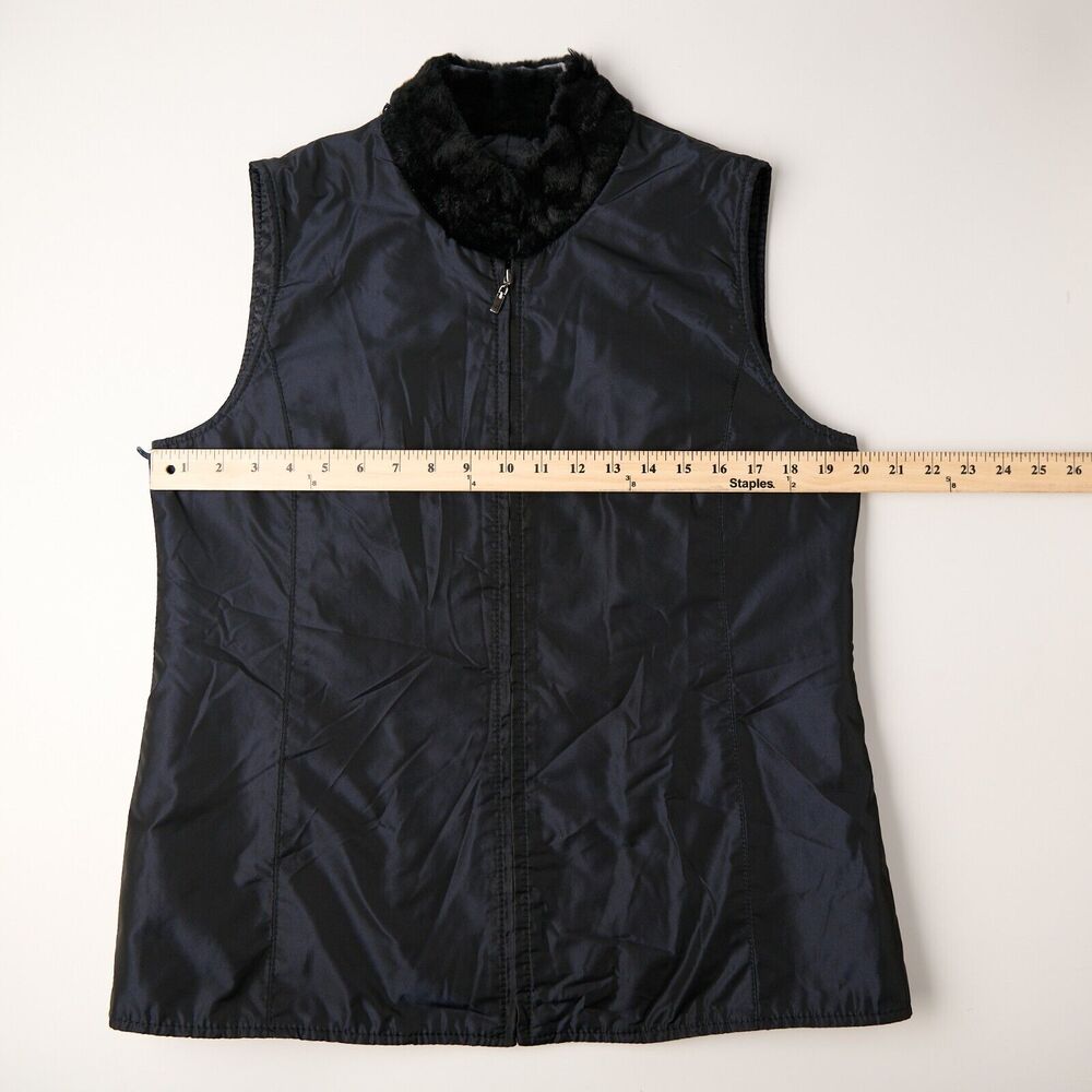 Vtg SV Sportswear Vest Women's L Iridescent Navy Zip 90s Outerwear Quiet Luxury - Picture 4 of 7